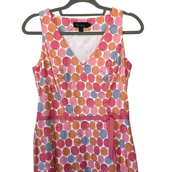 Boden A-Line Dress Women’s Size 10 R V-Neck Lined Geo Circles Print Pink - Picture 3 of 10